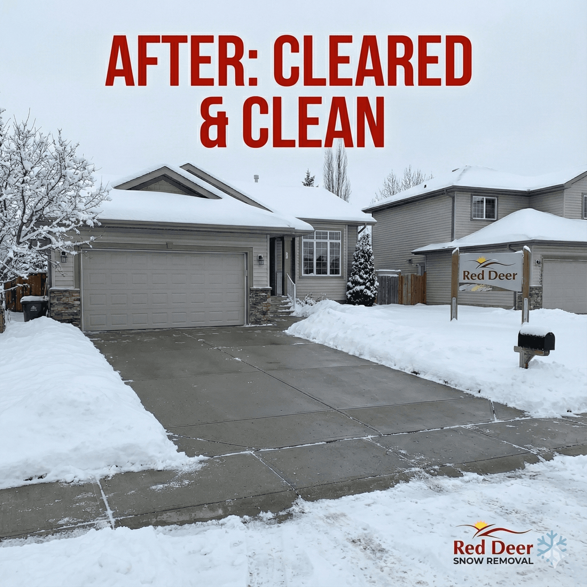 After snow removal - fully cleared driveway by Stronger Snow Removal Services in Red Deer, completed in 68 minutes
